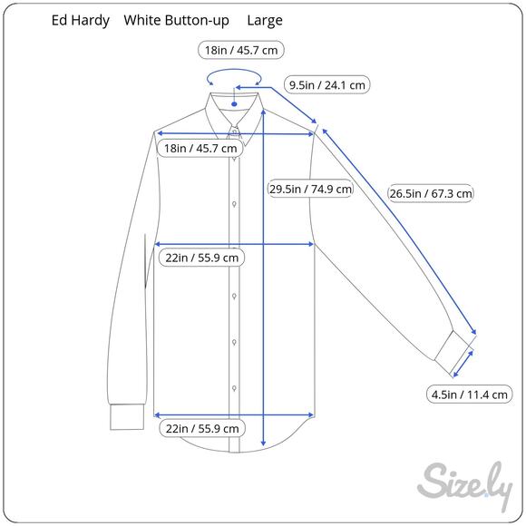 Ed Hardy Long Sleeve White Button-Up Large Skull On Pocket - Picture 11 of 11